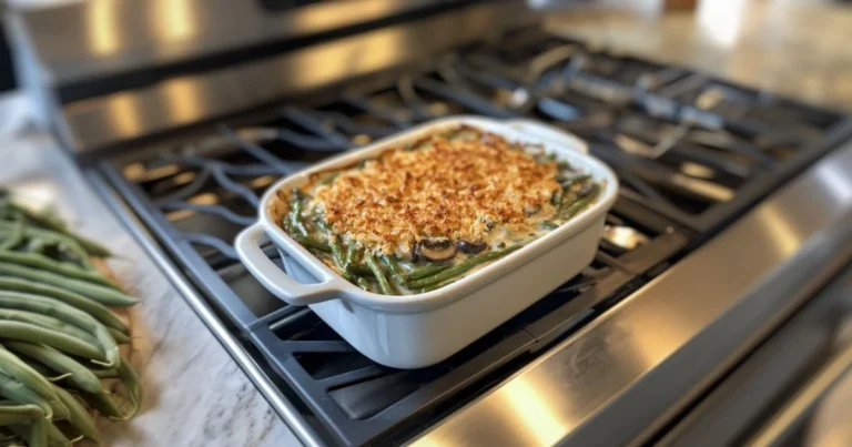 Homemade Green Bean Casserole with Creamy Mushroom Sauce