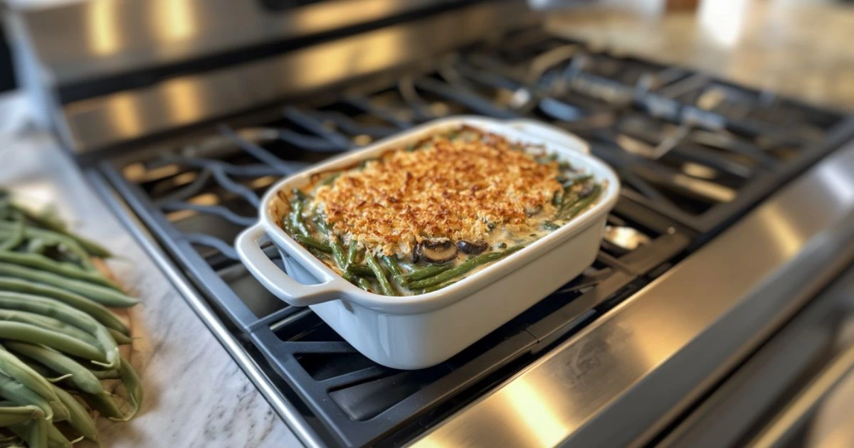 Homemade Green Bean Casserole with Creamy Mushroom Sauce